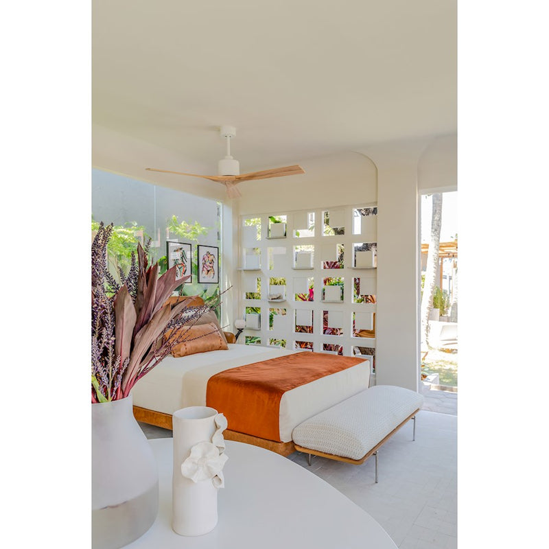 Matthews Fans Nan 52in 3-Blade Ceiling Fan | Matte White and Light MapleTone Solid Wood Blades | Living Room & Bedroom | Model NK-MWH-LM-52