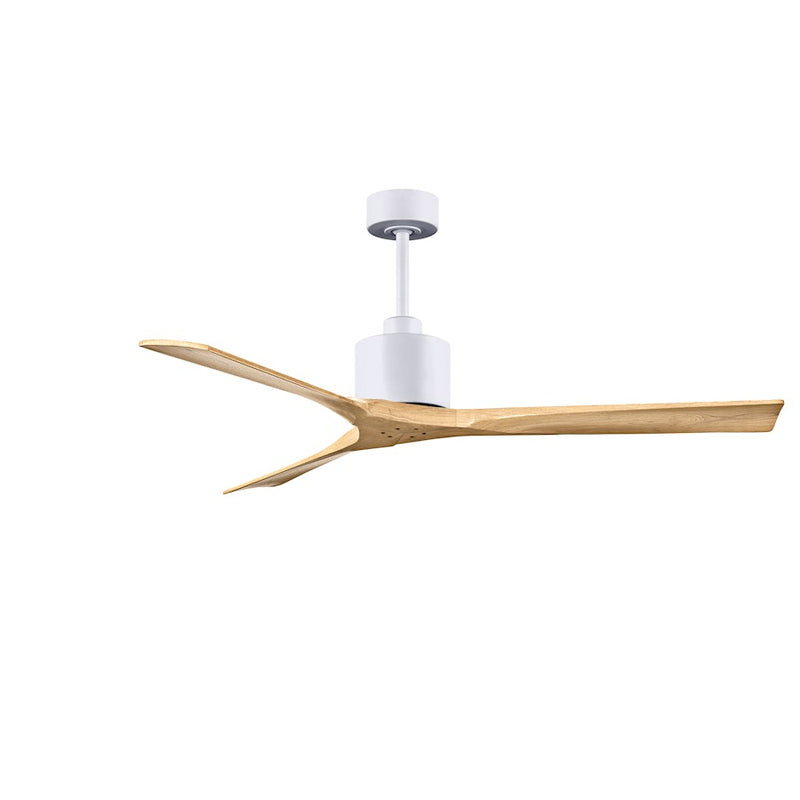 Matthews Fans Nan 60in 3-Blade Ceiling Fan | Matte White and Light MapleTone Solid Wood Blades | Living Room & Great Room | Model NK-MWH-LM-60