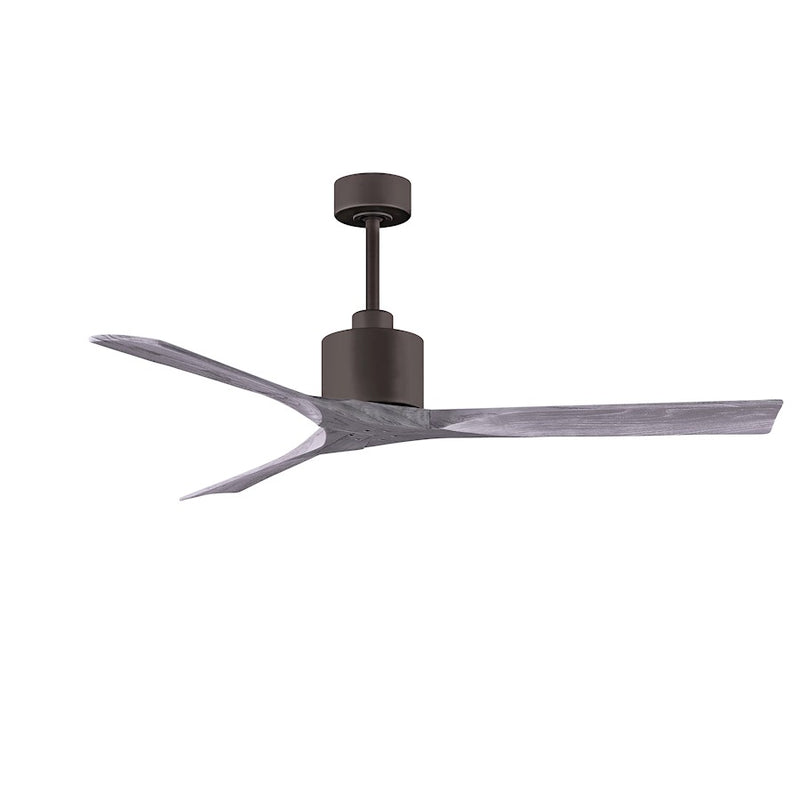 Matthews Nan 60in 3-Blade Ceiling Fan | Contemporary Textured Bronze and Walnut Wood | Great Room & Covered Patio | Model NK-TB-WA-60