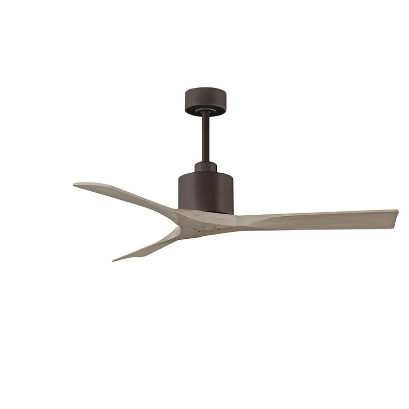 Matthews Fan Co. Nan 52in 3-Blade Ceiling Fan | Textured Bronze and Gray Ash Solid Wood Blades | Living Room & Bedroom | Model NK-TB-GA-52