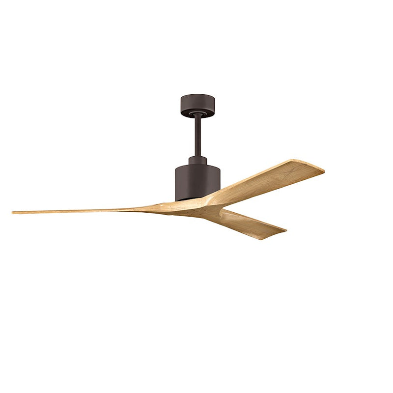 Matthews Fans Nan 60in 3-Blade Ceiling Fan | Contemporary Textured Bronze and Light Maple Solid Wood | Living Room & Bedroom | Model NK-TB-LM-60