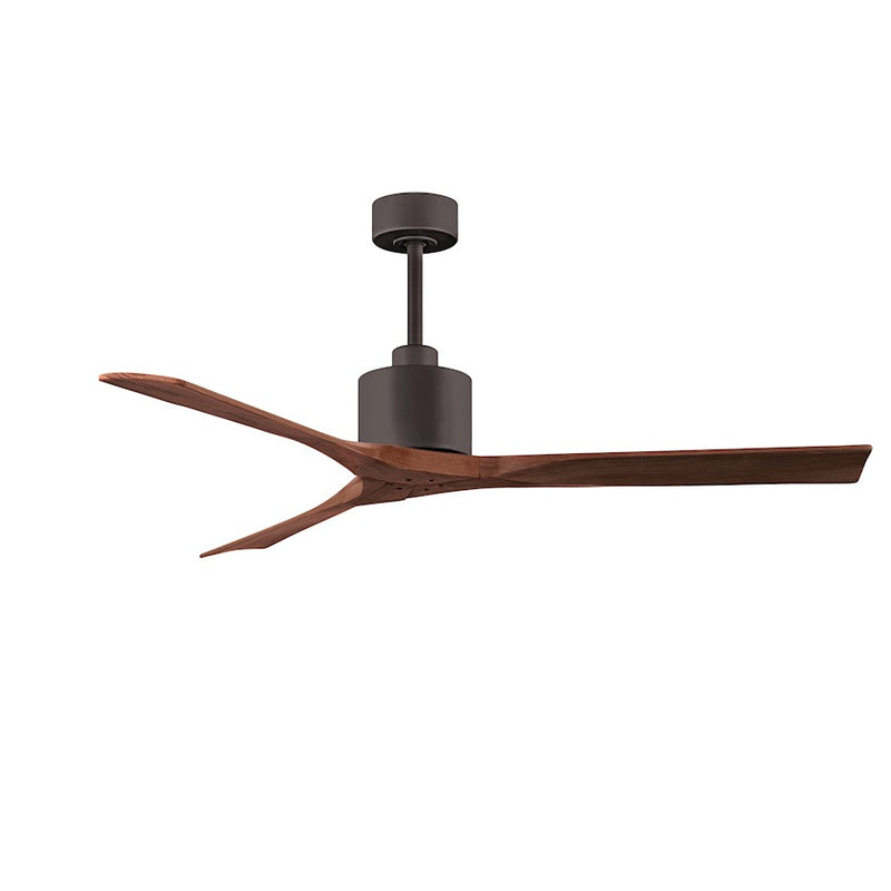 Matthews Nan 60in 3-Blade Ceiling Fan | Contemporary Textured Bronze and Walnut Wood | Great Room & Covered Patio | Model NK-TB-WA-60
