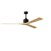 Matthews Fans Nan XL 72in 3-Blade Ceiling Fan | Contemporary Matte Black and Light Maple Tone Solid Wood Blades | Living Room | Model NKXL-BK-LM-72