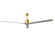 Matthews Fans Nan XL 90in 3-Blade Ceiling Fan | Contemporary Brushed Brass and Gray Ash Wood Blades | Living Room & Covered | Model NKXL-BRBR-GA-90