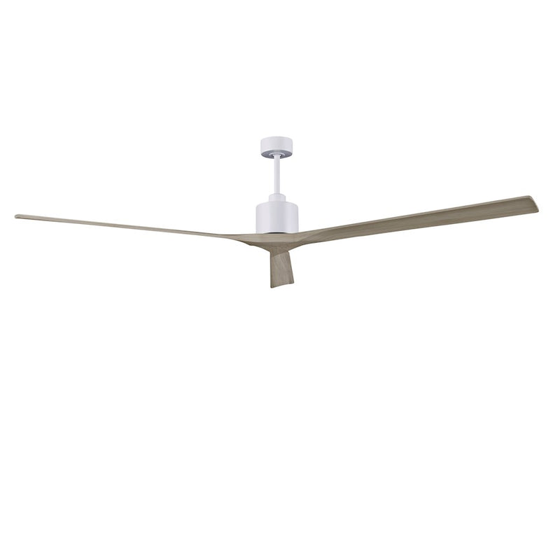 Matthews Fans Nan XL 90in 3-Blade Ceiling Fan | Contemporary Matte White and Gray Ash Solid Wood Blades | Living Room | Model NKXL-MWH-GA-90