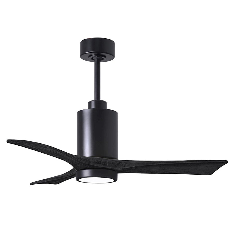 Matthews Fans Patricia 3 42in LED Ceiling Fan | Matte Black and Matte Black Wood Blades | Living Room & Bedroom | 42 x 42 x 13 in | Model PA3-BK-BK-42