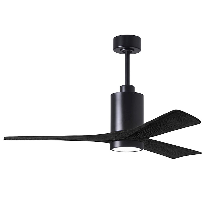 Matthews Fans Patricia 3 52in LED Ceiling Fan | Matte Black and Matte Black Wood Blades | Living Room & Bedroom | 52 x 52 x 13 in | Model PA3-BK-BK-52