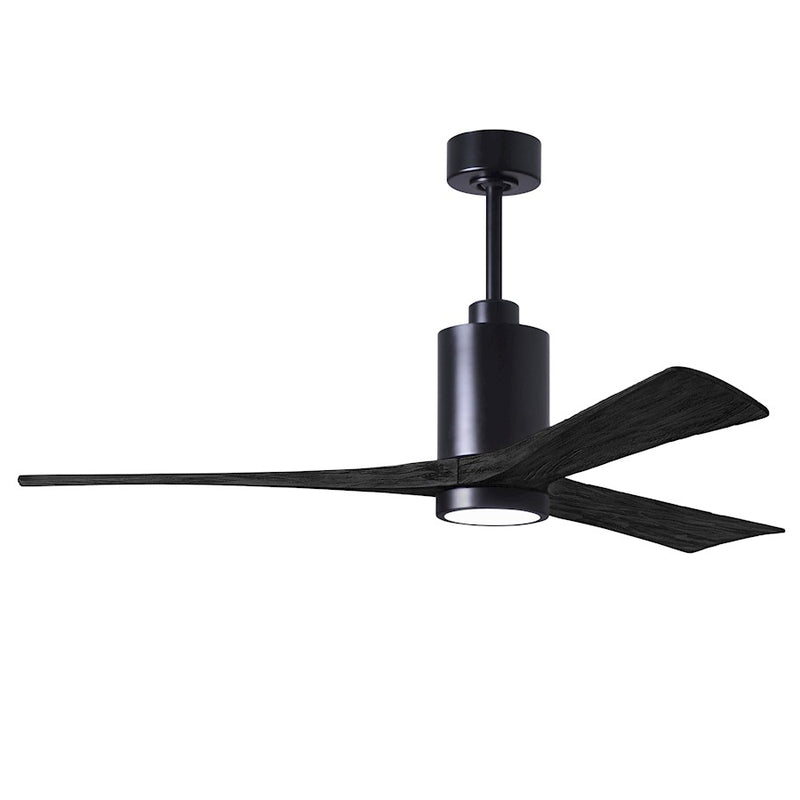 Matthews Fan Patricia 3 60in 3-Light LED Ceiling Fan | Matte Black and Matte Black Solid Wood Blades | Bedroom & Living Room | Model PA3-BK-BK-60