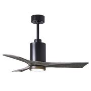 Matthews Fan Patricia 42in 3-Blade Ceiling Fan | Matte Black and Barn Wood Solid Wood Blades | Bedroom & Living Room | Model PA3-BK-BW-42