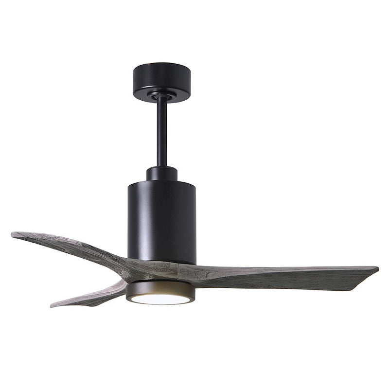 Matthews Fan Patricia 42in 3-Blade Ceiling Fan | Matte Black and Barn Wood Solid Wood Blades | Bedroom & Living Room | Model PA3-BK-BW-42
