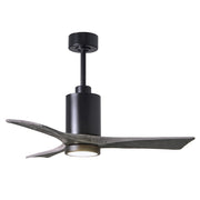 Matthews Fan Patricia 42in 3-Blade Ceiling Fan | Matte Black and Barn Wood Solid Wood Blades | Bedroom & Living Room | Model PA3-BK-BW-42