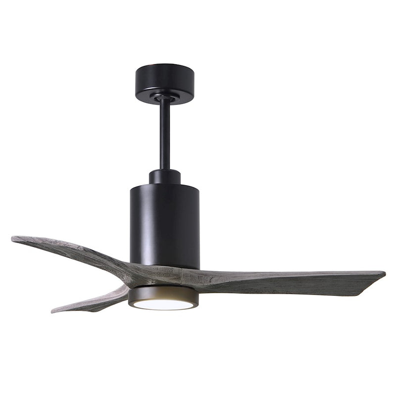 Matthews Fan Patricia 42in 3-Blade Ceiling Fan | Matte Black and Barn Wood Solid Wood Blades | Bedroom & Living Room | Model PA3-BK-BW-42