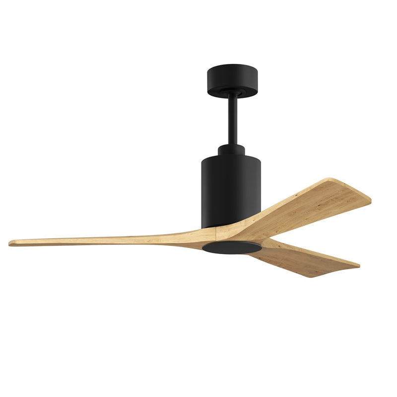 Matthews Fan Patricia 3 52in 3-Light LED Ceiling Fan | Matte Black and Light Maple Solid Wood Blades | Bedroom & Living Room | Model PA3-BK-LM-52