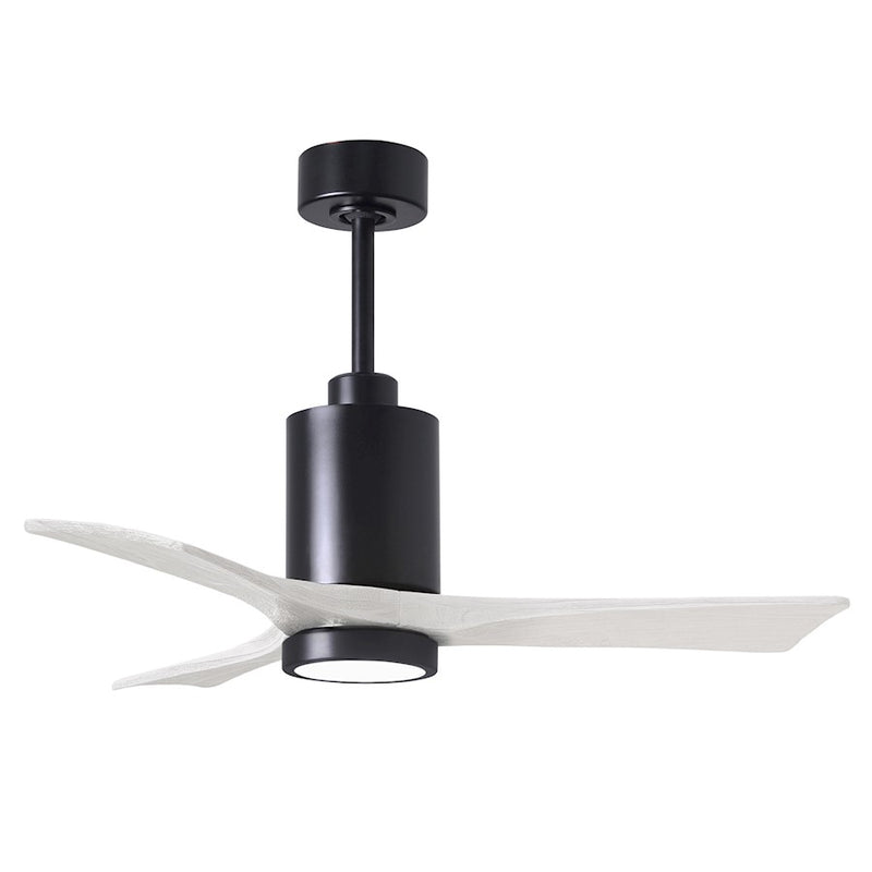 Matthews Fans Patricia 3 42in 1-Light Ceiling Fan | Contemporary Matte Black and Matte White Solid Wood Blades | Bedroom | Model PA3-BK-MWH-42