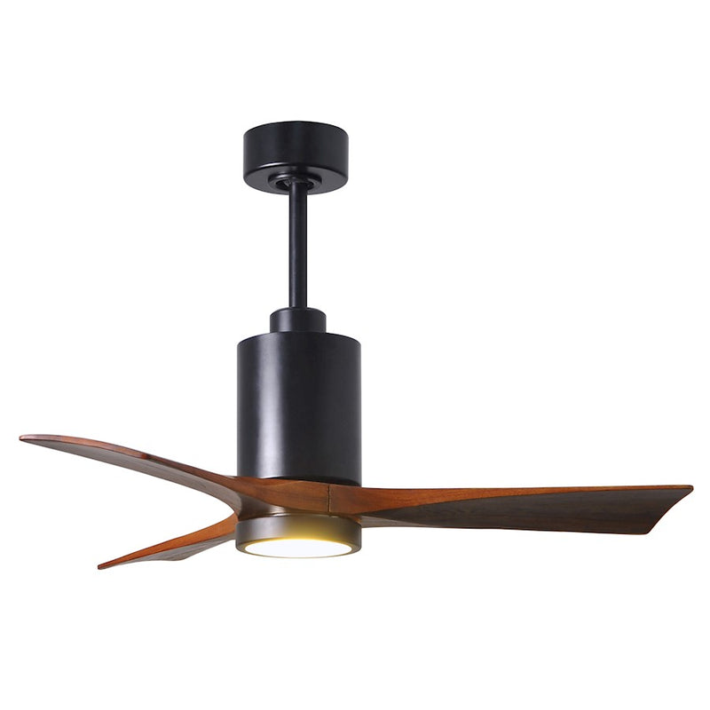 Matthews Fan Patricia 42in 3-Blade Ceiling Fan | Matte Black and Walnut Wood | Living Room & Bedroom | 42 x 42 x 12 in | Model PA3-BK-WA-42