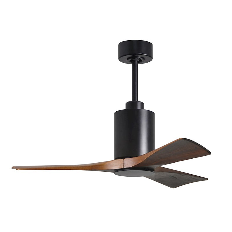 Matthews Fan Patricia 42in 3-Blade Ceiling Fan | Matte Black and Walnut Wood | Living Room & Bedroom | 42 x 42 x 12 in | Model PA3-BK-WA-42