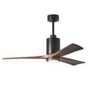 Matthews Fan Patricia 52in 3-Blade Ceiling Fan | Matte Black and Walnut Wood | Living Room & Bedroom | 52 x 52 x 12 in | Model PA3-BK-WA-52