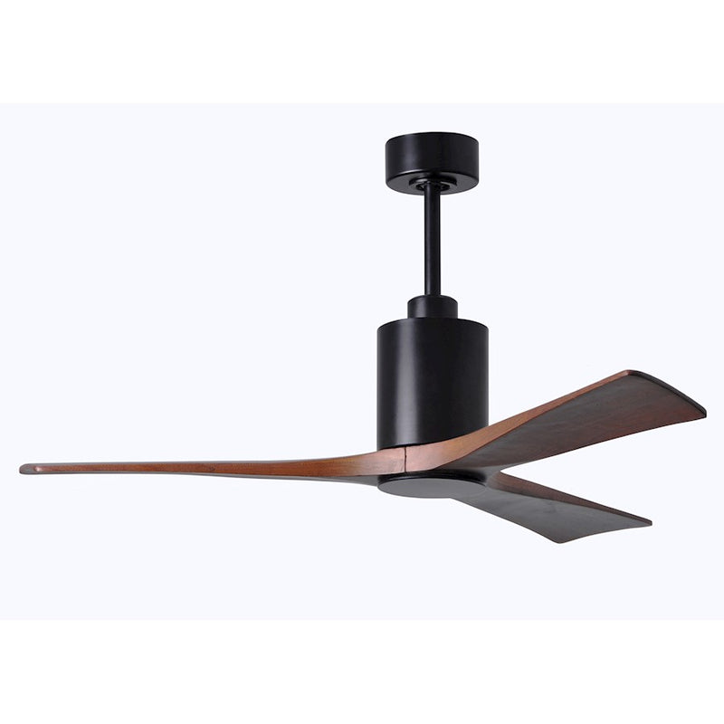 Matthews Fan Patricia 52in 3-Blade Ceiling Fan | Matte Black and Walnut Wood | Living Room & Bedroom | 52 x 52 x 12 in | Model PA3-BK-WA-52