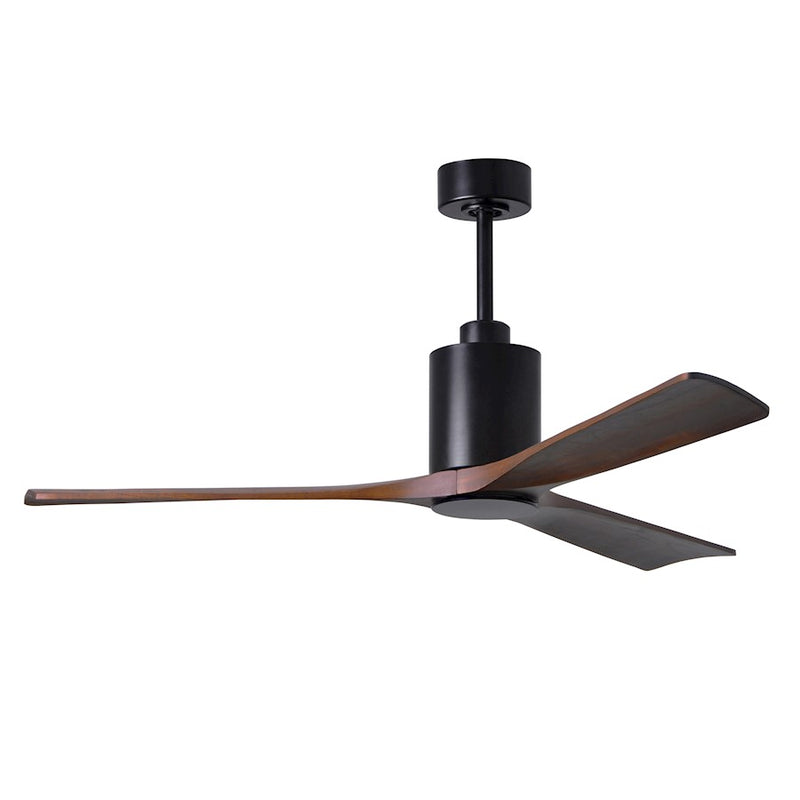 Matthews Fan Patricia 60in 3-Blade Ceiling Fan | Matte Black and Walnut Wood | Living Room & Bedroom | 60 x 60 x 12 in | Model PA3-BK-WA-60