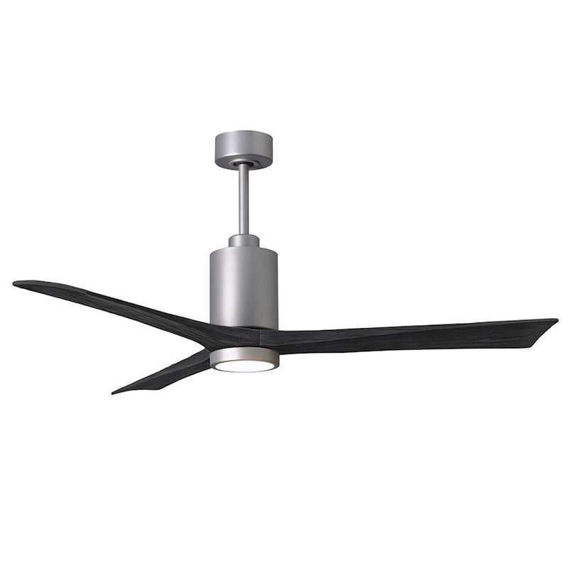 Matthews Fans Patricia-3 60in 3-Blade LED Ceiling Fan | Brushed Nickel and Matte Black Solid Wood | Great Rooms & Covered Patios | Model PA3-BN-BK-60