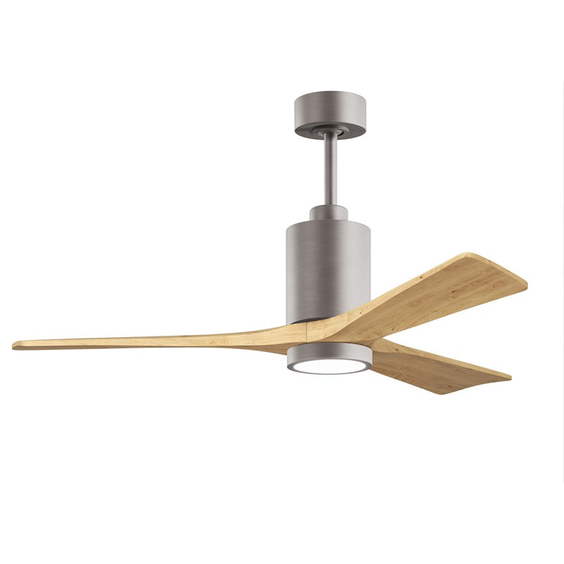 Matthews Fans Patricia-3 52in 3-Blade LED Ceiling Fan | Brushed Nickel and Light Maple Solid Wood | Great Rooms & Covered Patios | Model PA3-BN-LM-52