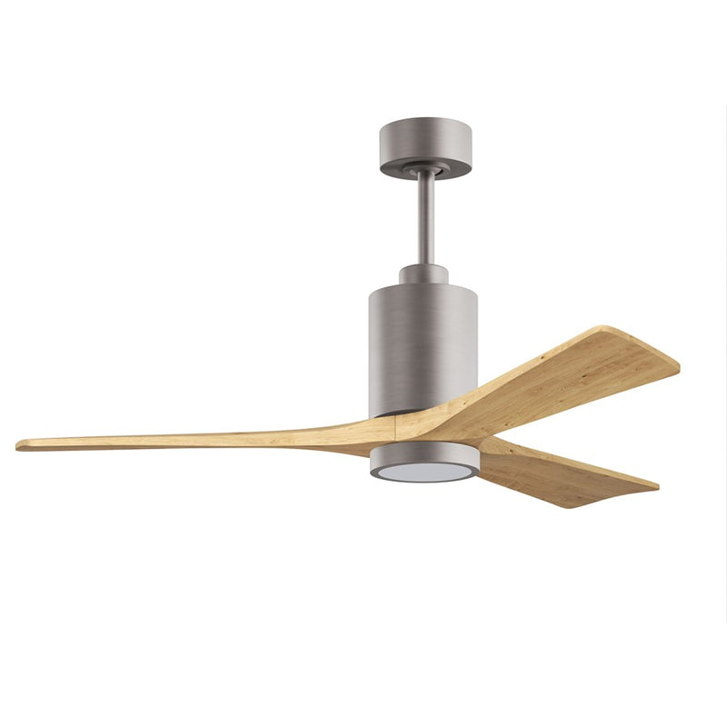 Matthews Fans Patricia-3 52in 3-Blade LED Ceiling Fan | Brushed Nickel and Light Maple Solid Wood | Great Rooms & Covered Patios | Model PA3-BN-LM-52