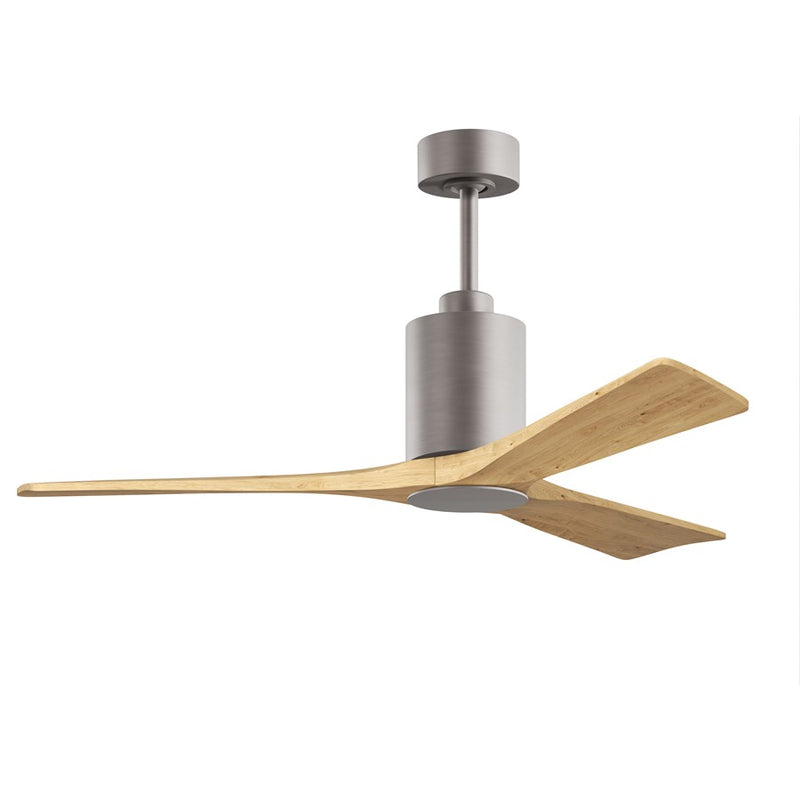 Matthews Fans Patricia-3 52in 3-Blade LED Ceiling Fan | Brushed Nickel and Light Maple Solid Wood | Great Rooms & Covered Patios | Model PA3-BN-LM-52