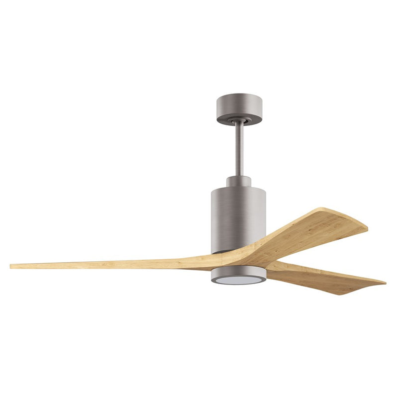 Matthews Fans Patricia-3 60in 3-Blade LED Ceiling Fan | Brushed Nickel and Light Maple Solid Wood | Great Rooms & Covered Patios | Model PA3-BN-LM-60