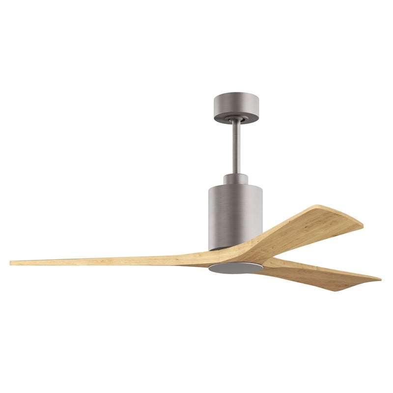 Matthews Fans Patricia-3 60in 3-Blade LED Ceiling Fan | Brushed Nickel and Light Maple Solid Wood | Great Rooms & Covered Patios | Model PA3-BN-LM-60