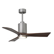 Matthews Fan Patricia 42in 3-Blade Ceiling Fan | Brushed Nickel and Walnut Solid Wood Blades | Bedroom & Covered Patio | Model PA3-BN-WA-42