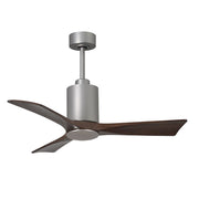 Matthews Fan Patricia 42in 3-Blade Ceiling Fan | Brushed Nickel and Walnut Solid Wood Blades | Bedroom & Covered Patio | Model PA3-BN-WA-42