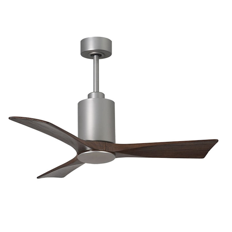 Matthews Fan Patricia 42in 3-Blade Ceiling Fan | Brushed Nickel and Walnut Solid Wood Blades | Bedroom & Covered Patio | Model PA3-BN-WA-42