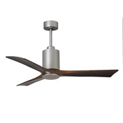 Matthews Fan Patricia 52in 3-Blade Ceiling Fan | Brushed Nickel and Walnut Solid Wood Blades | Living Room & Covered Patio | Model PA3-BN-WA-52