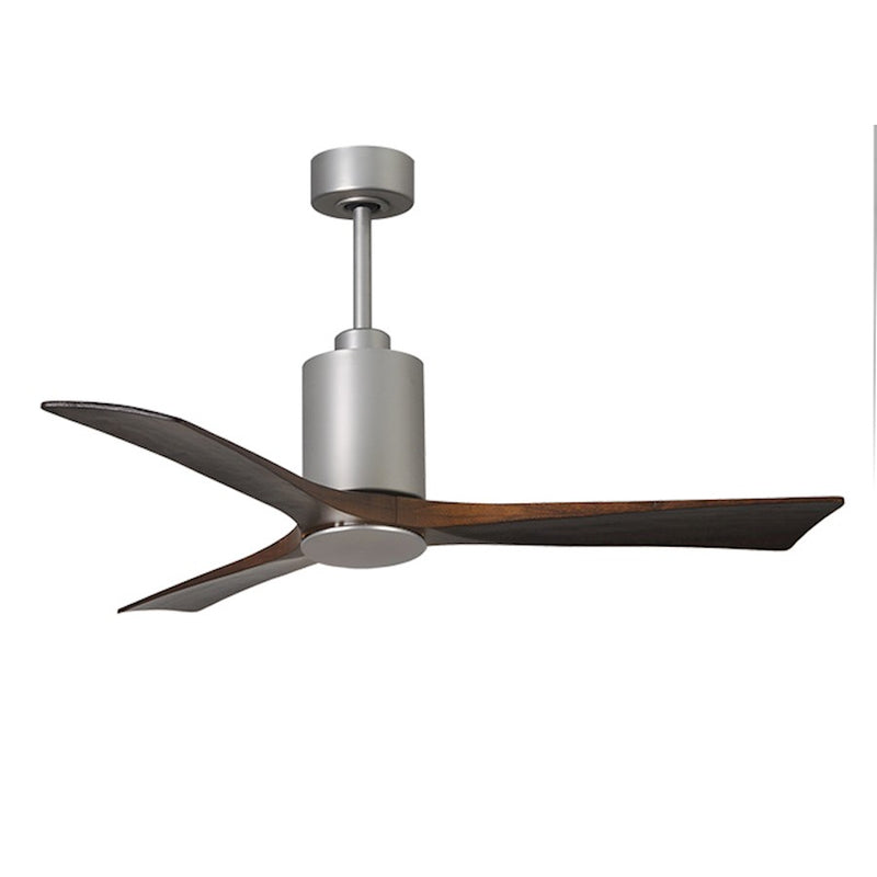 Matthews Fan Patricia 52in 3-Blade Ceiling Fan | Brushed Nickel and Walnut Solid Wood Blades | Living Room & Covered Patio | Model PA3-BN-WA-52