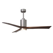 Matthews Fan Patricia 3 60in 3-Blade Ceiling Fan | Brushed Nickel and Walnut Wood | Living Room & Covered Patio | 60 x 60 x 13 in | Model PA3-BN-WA-60