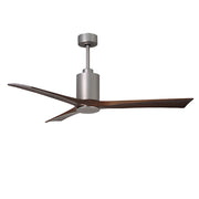 Matthews Fan Patricia 3 60in 3-Blade Ceiling Fan | Brushed Nickel and Walnut Wood | Living Room & Covered Patio | 60 x 60 x 13 in | Model PA3-BN-WA-60