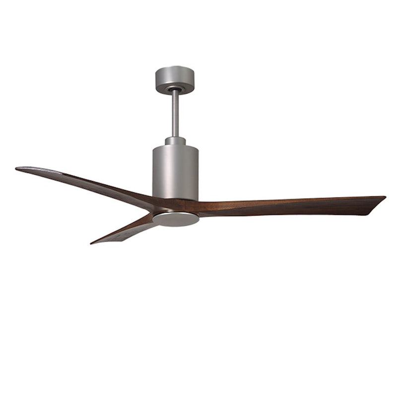 Matthews Fan Patricia 3 60in 3-Blade Ceiling Fan | Brushed Nickel and Walnut Wood | Living Room & Covered Patio | 60 x 60 x 13 in | Model PA3-BN-WA-60