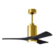 Matthews Fans Patricia 3 42in 1-Light Ceiling Fan | Contemporary Brushed Brass and Matte Black Solid Wood | Bedroom & Living | Model PA3-BRBR-BK-42
