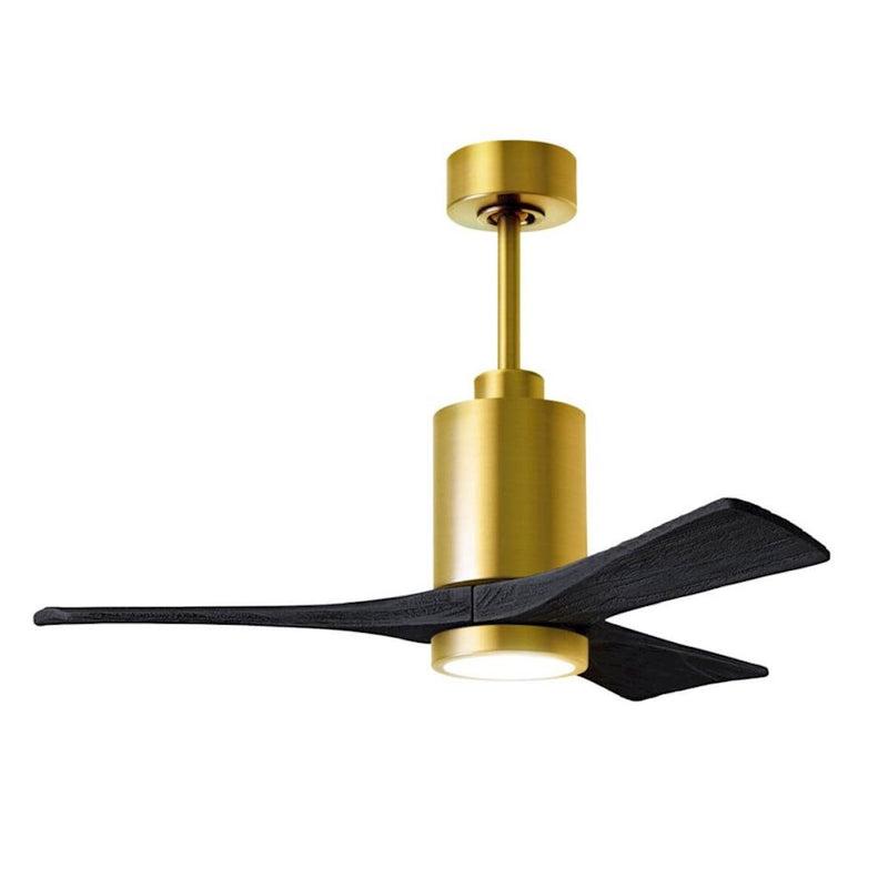 Matthews Fans Patricia 3 42in 1-Light Ceiling Fan | Contemporary Brushed Brass and Matte Black Solid Wood | Bedroom & Living | Model PA3-BRBR-BK-42