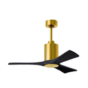 Matthews Fans Patricia 3 42in 1-Light Ceiling Fan | Contemporary Brushed Brass and Matte Black Solid Wood | Bedroom & Living | Model PA3-BRBR-BK-42