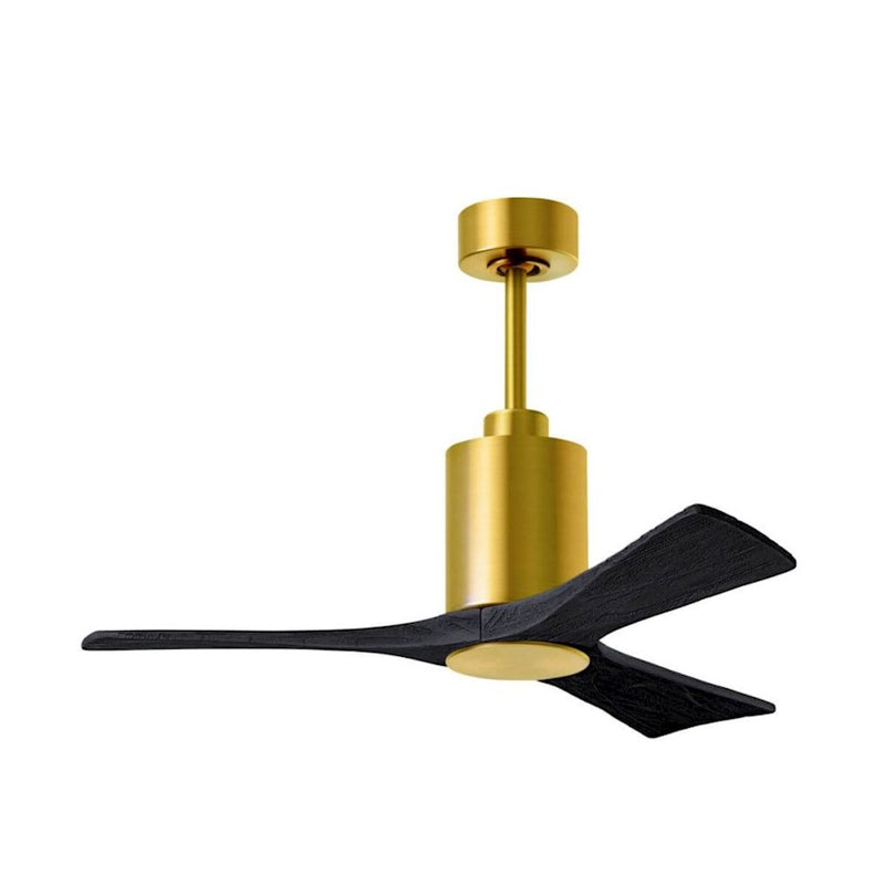 Matthews Fans Patricia 3 42in 1-Light Ceiling Fan | Contemporary Brushed Brass and Matte Black Solid Wood | Bedroom & Living | Model PA3-BRBR-BK-42