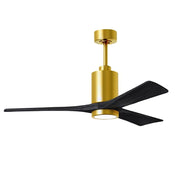 Matthews Fans Patricia-3 52in 3-Light LED Ceiling Fan | Contemporary Brushed Brass and Matte Black Solid Wood Blades | Living | Model PA3-BRBR-BK-52