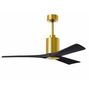 Matthews Fans Patricia-3 52in 3-Light LED Ceiling Fan | Contemporary Brushed Brass and Matte Black Solid Wood Blades | Living | Model PA3-BRBR-BK-52