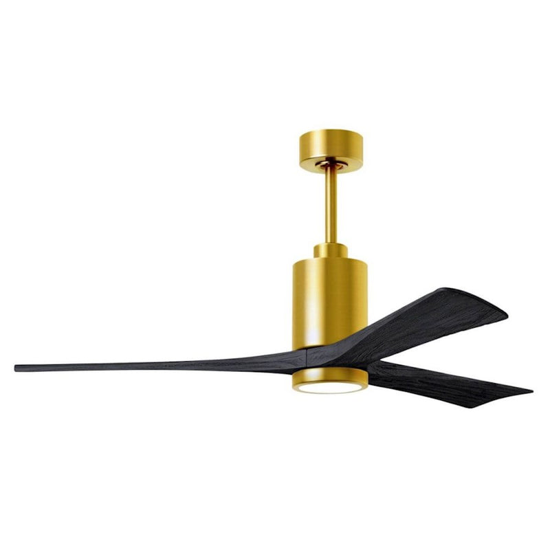 Matthews Fans Patricia-3 60in 3-Light LED Ceiling Fan | Contemporary Brushed Brass and Matte Black Solid Wood Blades | Living | Model PA3-BRBR-BK-60