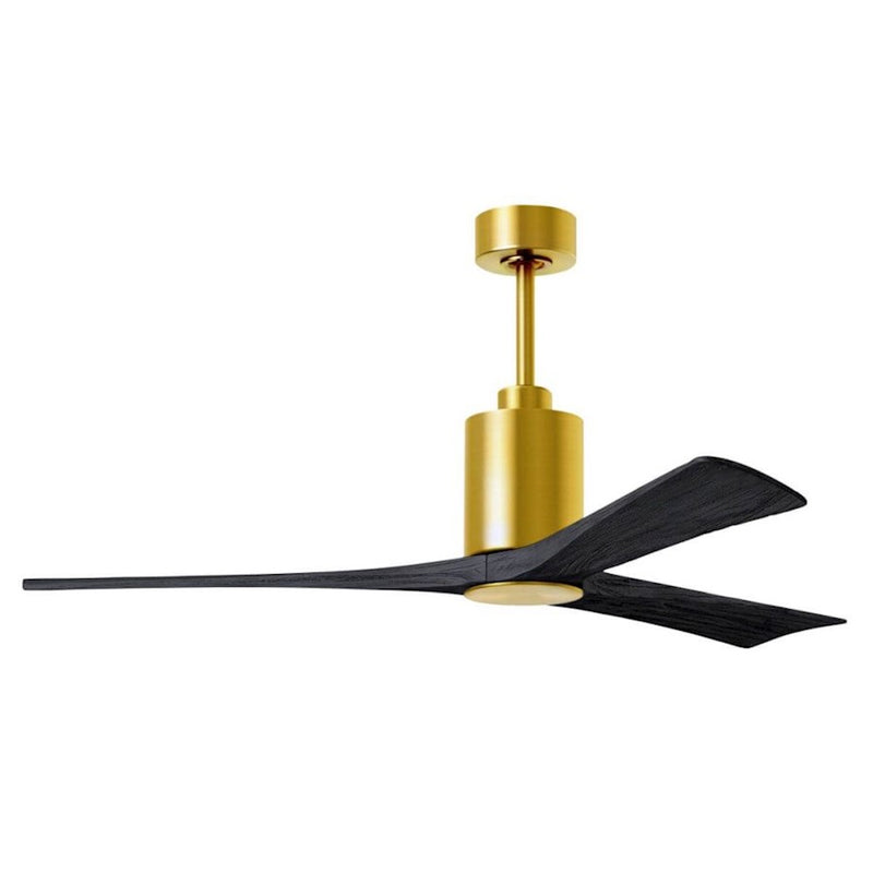 Matthews Fans Patricia-3 60in 3-Light LED Ceiling Fan | Contemporary Brushed Brass and Matte Black Solid Wood Blades | Living | Model PA3-BRBR-BK-60