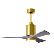 Matthews Fans Patricia-3 42in 3-Light LED Ceiling Fan | Contemporary Brushed Brass and Barnwood Solid Wood Blades | Bedroom | Model PA3-BRBR-BW-42