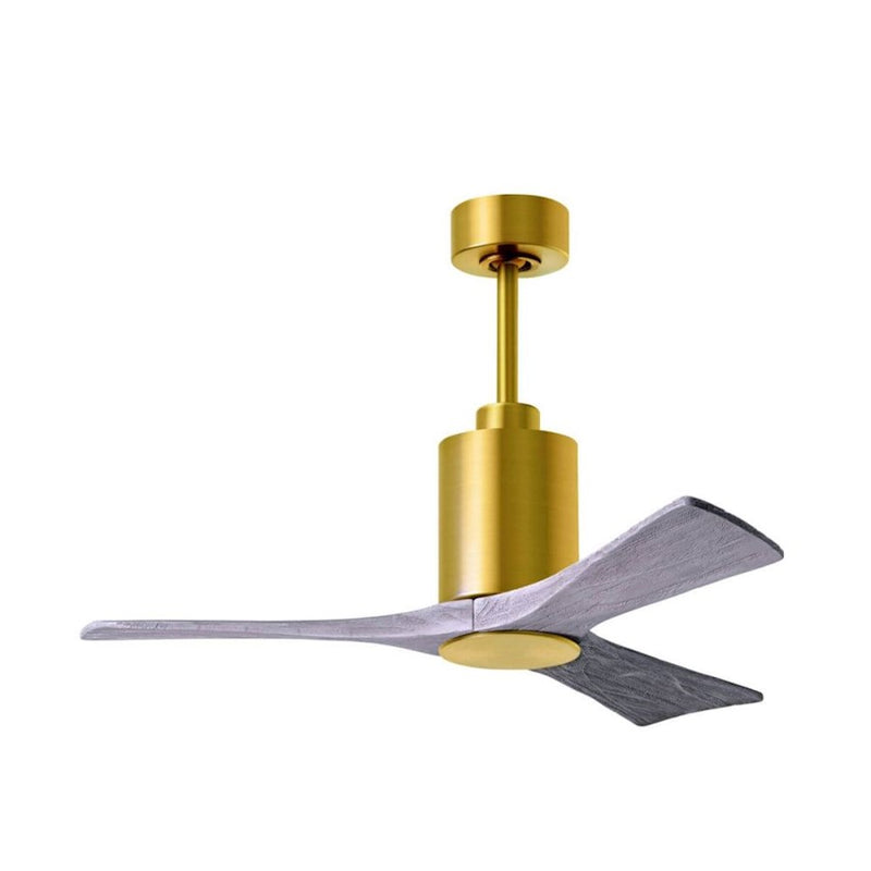 Matthews Fans Patricia-3 42in 3-Light LED Ceiling Fan | Contemporary Brushed Brass and Barnwood Solid Wood Blades | Bedroom | Model PA3-BRBR-BW-42
