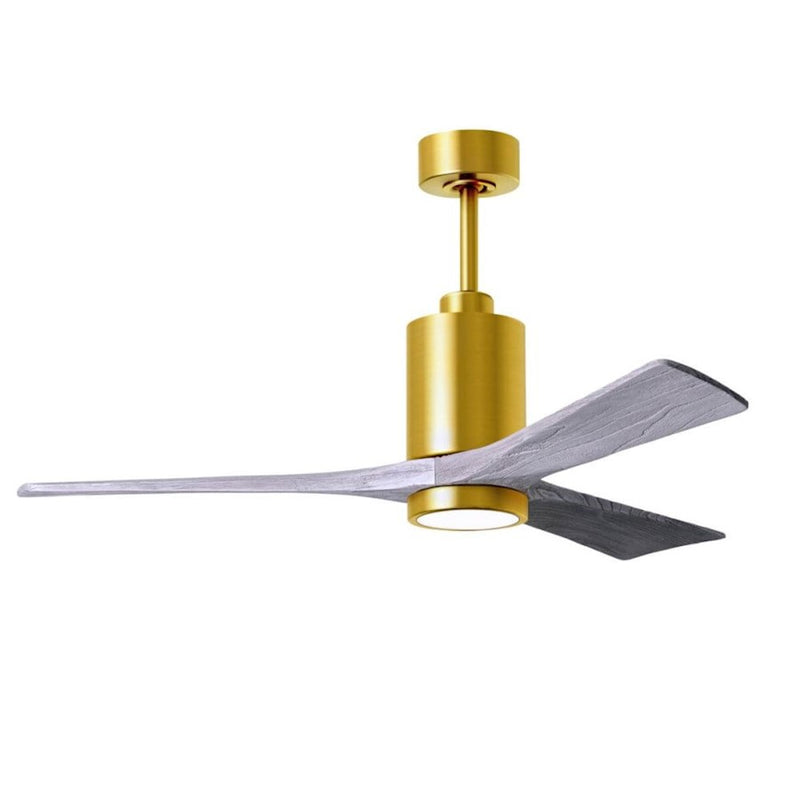 Matthews Fans Patricia-3 52in 3-Light LED Ceiling Fan | Contemporary Brushed Brass and Barnwood Solid Wood Blades | Living | Model PA3-BRBR-BW-52