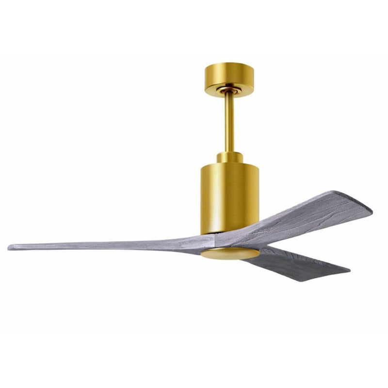 Matthews Fans Patricia-3 52in 3-Light LED Ceiling Fan | Contemporary Brushed Brass and Barnwood Solid Wood Blades | Living | Model PA3-BRBR-BW-52