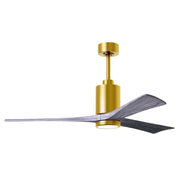 Matthews Fan Patricia-3 60in 3-Blade LED Ceiling Fan | Contemporary Brushed Brass and Barnwood Solid Wood | Great Rooms & Open | Model PA3-BRBR-BW-60